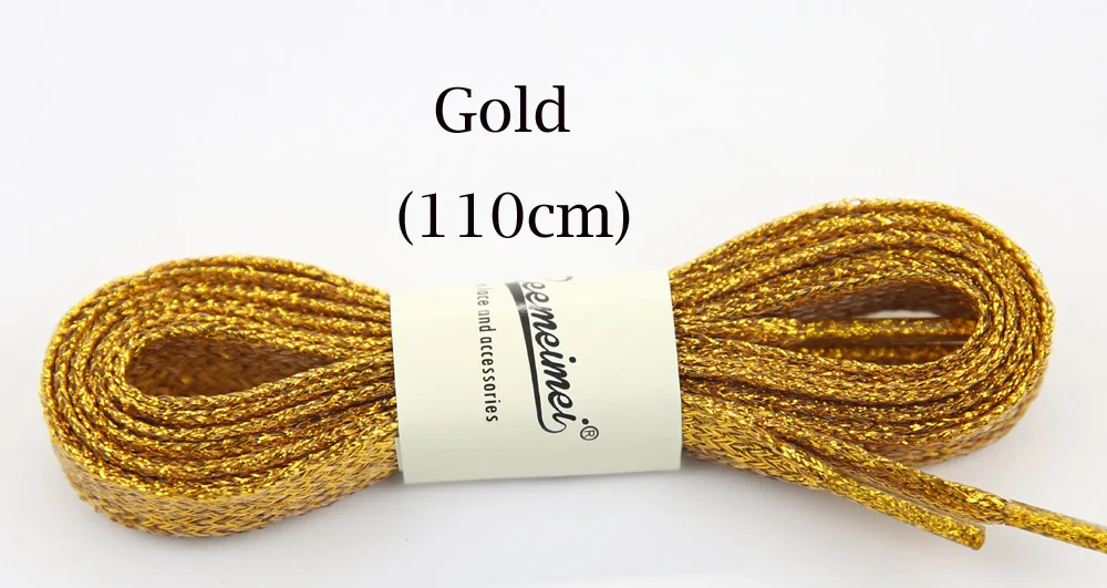 gold Унисекс 110 см кроссовки шнурки золотые и Серебристые плоские жемчужные кружева для женщин и мужчин обувь разноцветные шнурки - Цвет: gold