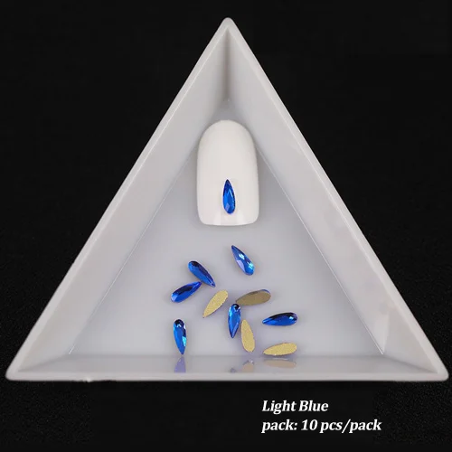Light Blue 10 шт Стразы для ногтей, блестящие украшения, Кристальные блестки, капли воды для ногтей, драгоценные камни, цветные украшения, плоская задняя часть, декор для ногтей TR1007 - Цвет: Light Blue