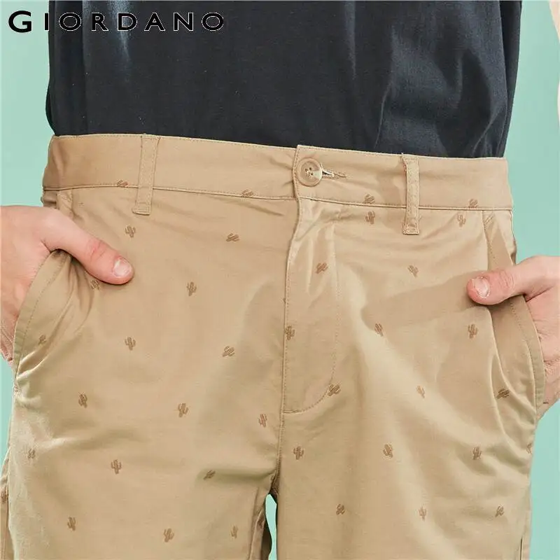 Giordano повседневные зауженные шорты из натурального хлопка slim fit с вышивками на них