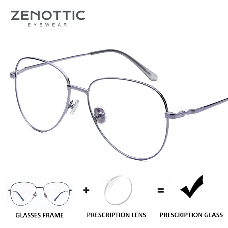 

ZENOTTIC Alloy Pilot Prescription Glasses Men Oversize Myopia Hyperopia Optical Eyeglasses Anti Blue Light Photochromic Eyewear