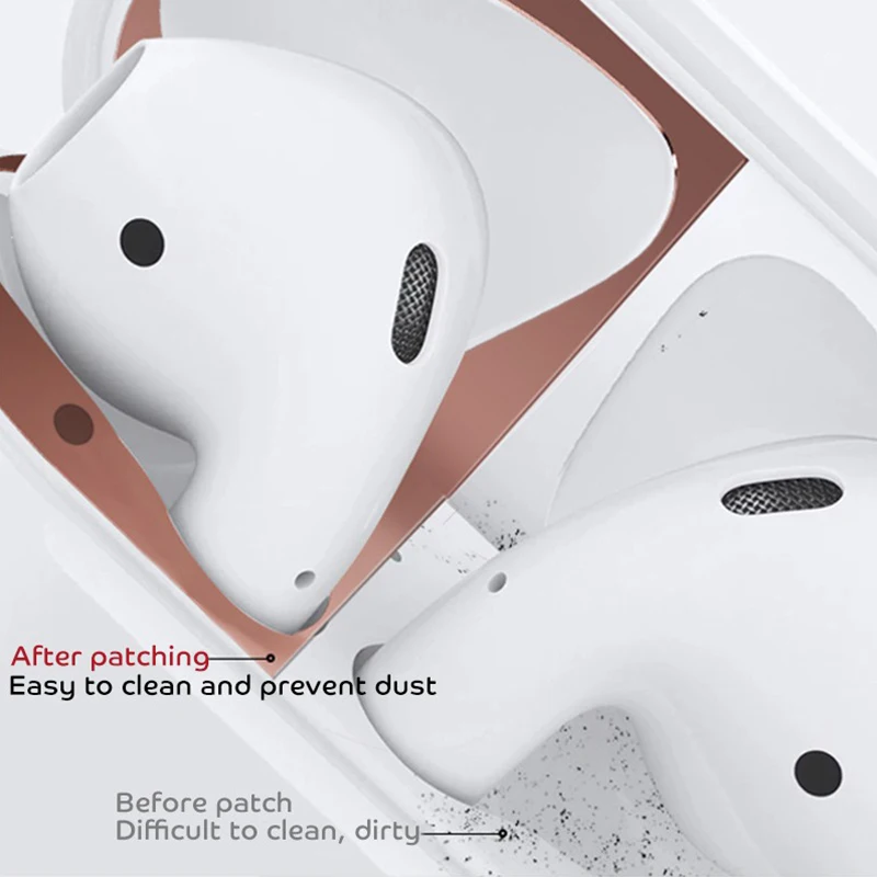Металлическое покрытие защита от пыли наклейка для Apple AirPods чехол аксессуар