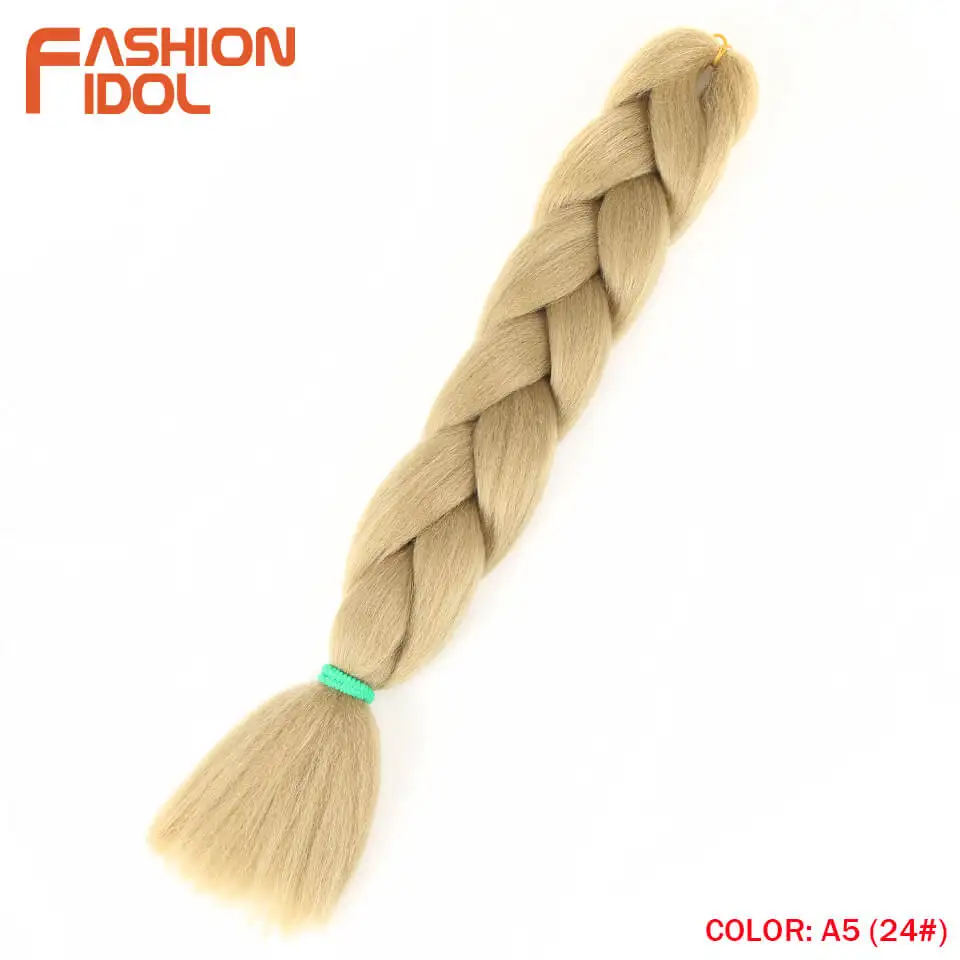 FASHION IDOL Synthetic Braiding Hair Ombre Kanekalon 24 Inch 100g/Pack Blonde Grey Crochet Braids Hair Extensions Jumbo Braids