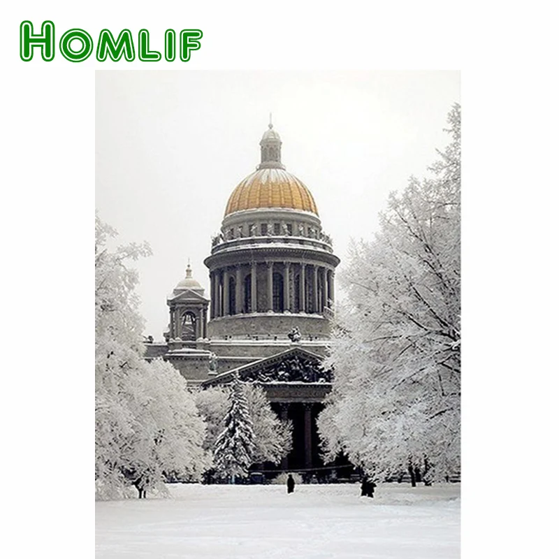 HOMLIF алмазная живопись снежное дерево Пейзаж Алмазная вышивка Вышивка крестиком
