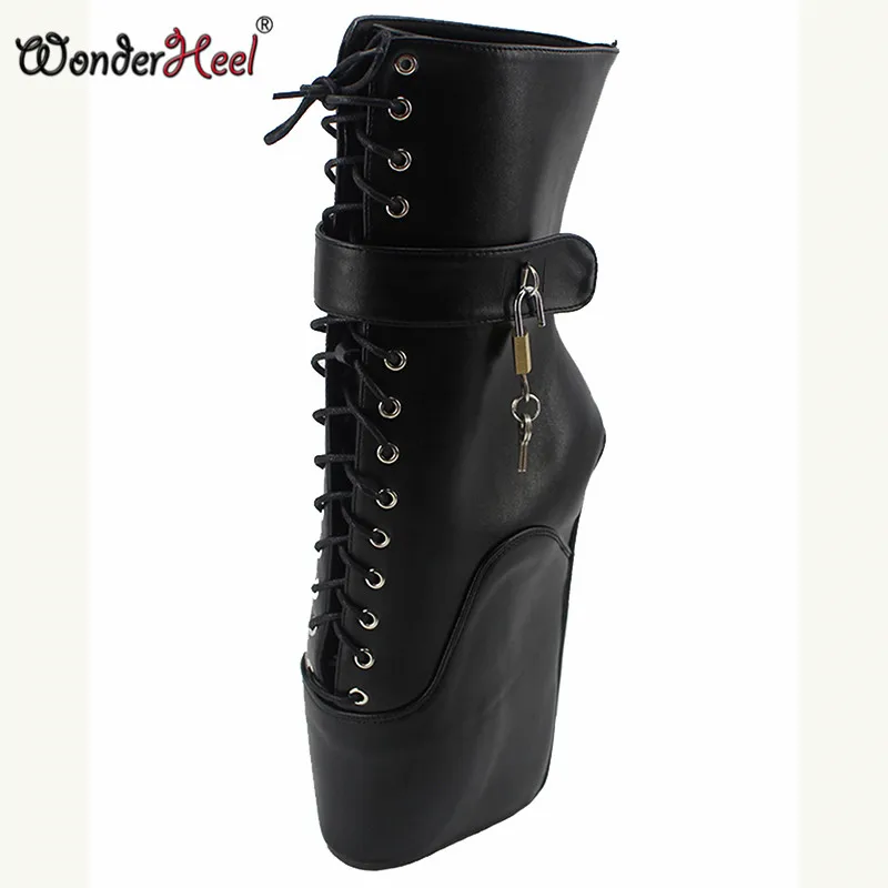 Черный Wonderheel/Новые балетки на каблуке 7 дюймов, с необычным каблуком, из матовой искусственной кожи, модные пикантные туфли-лодочки, балетки, ботильоны - Цвет: Черный
