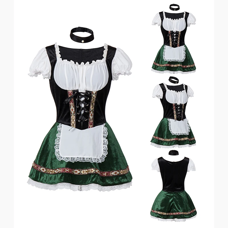 Немецкое баварское пиво девушка костюм для Октоберфеста карнавал Dirndl Зеленый