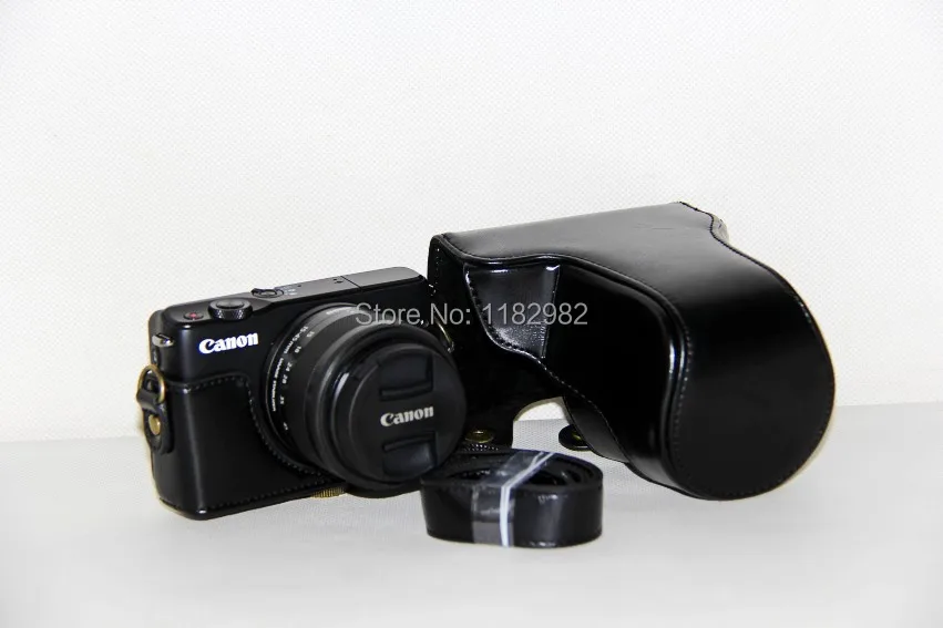 Кожаный чехол для цифровой камеры Canon EOS M10 M100 защитный на плечо с ремешком фото и 5