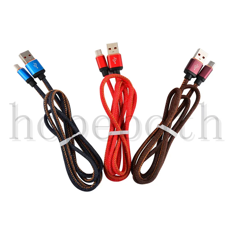 Кабель USB Type C в синей джинсовой оплетке 10 шт./Лот 1 м кабель для быстрой зарядки