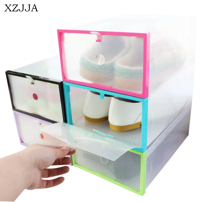 XZJJA креативный DIY красочный прозрачный ящик для хранения обуви складной женщин и