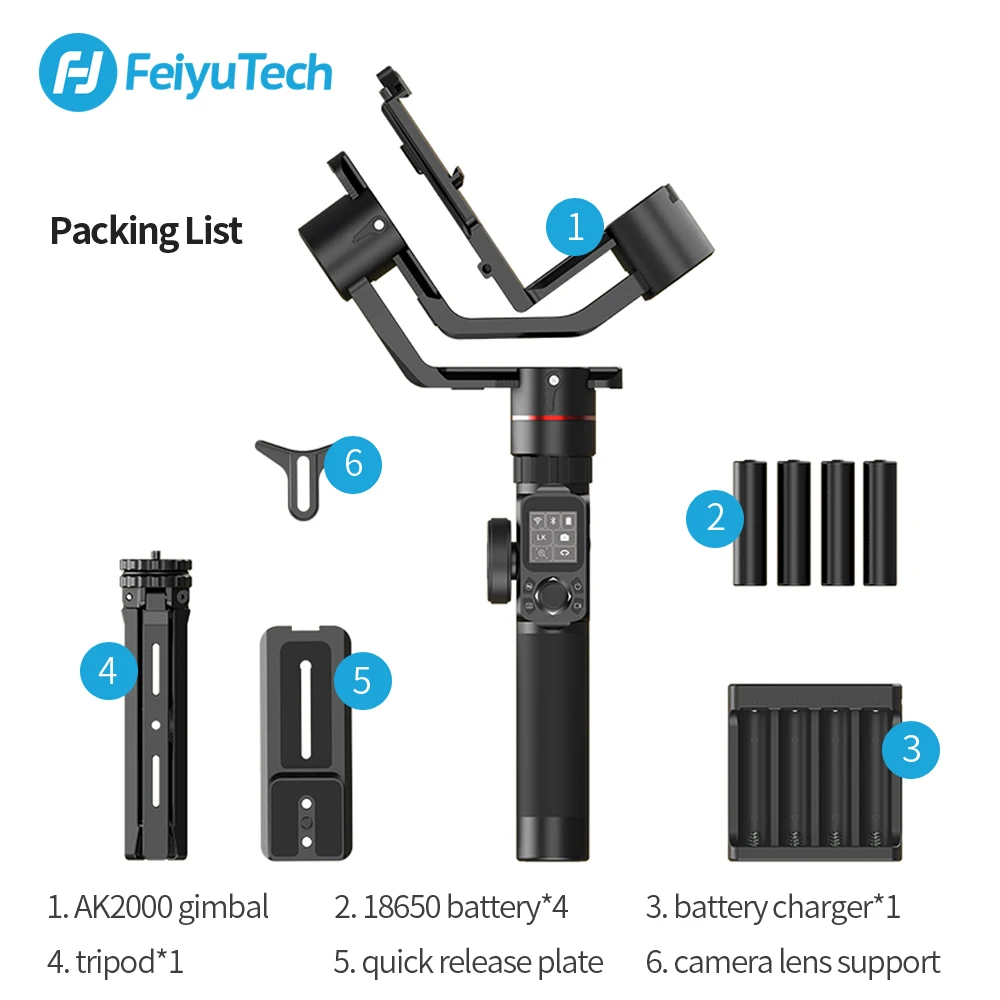 

FeiyuTech AK2000 DSLR Camera Stabilizer Handheld Gimbal Video estabilizador for Sony Canon 5D Panasonic GH5 Nikon 2.8 kg Payload