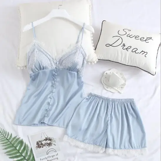 Пижама женская кружевная на тонких бретельках пижама | Женская одежда