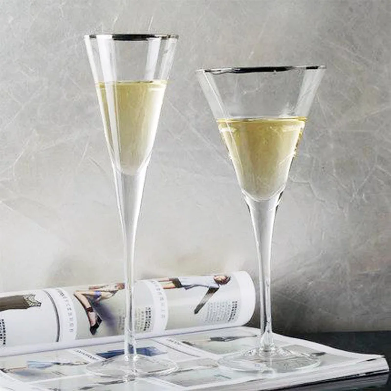 

New Gloss Transparent Champagne Flutes Crystal for Wedding/Party Red Wine Glass of Brandy Goblet Glasses Cups GL002