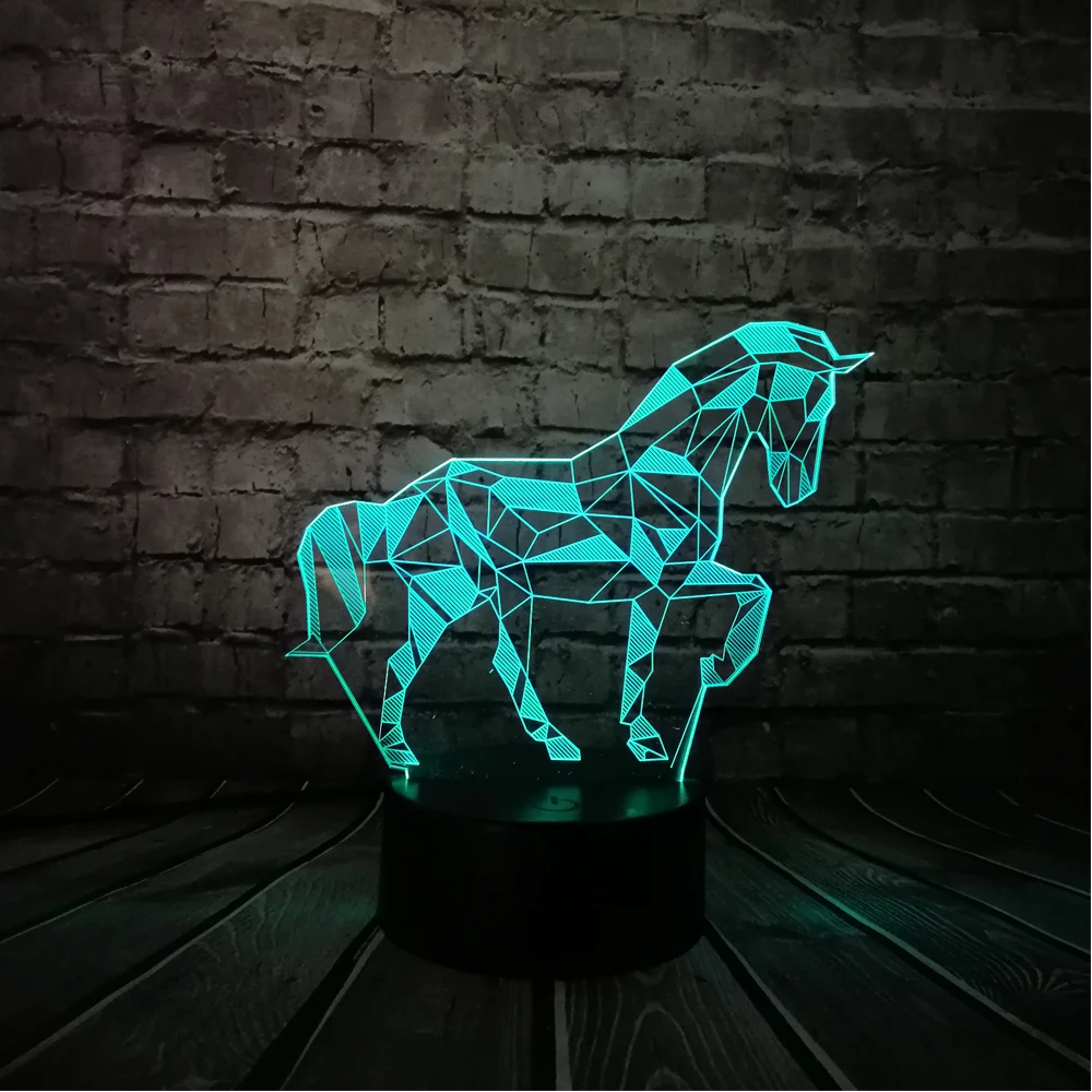Новинка животное ретро лошадь атмосфера 3D светодиодный USB лампа многоцветный