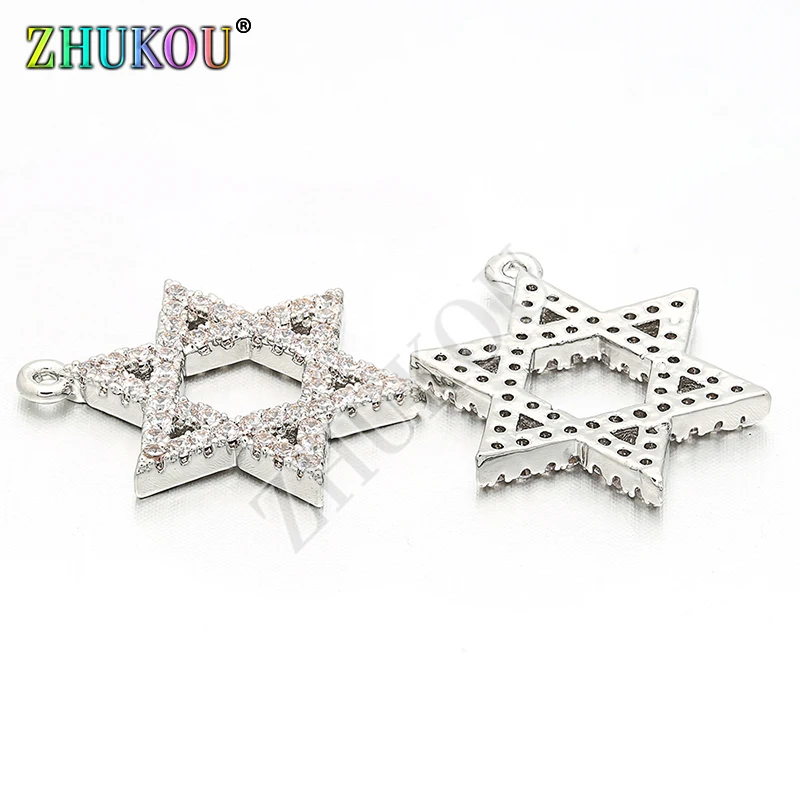 Латунные подвески с кубическим цирконием в виде пяти звезд 16 х20 мм фурнитура