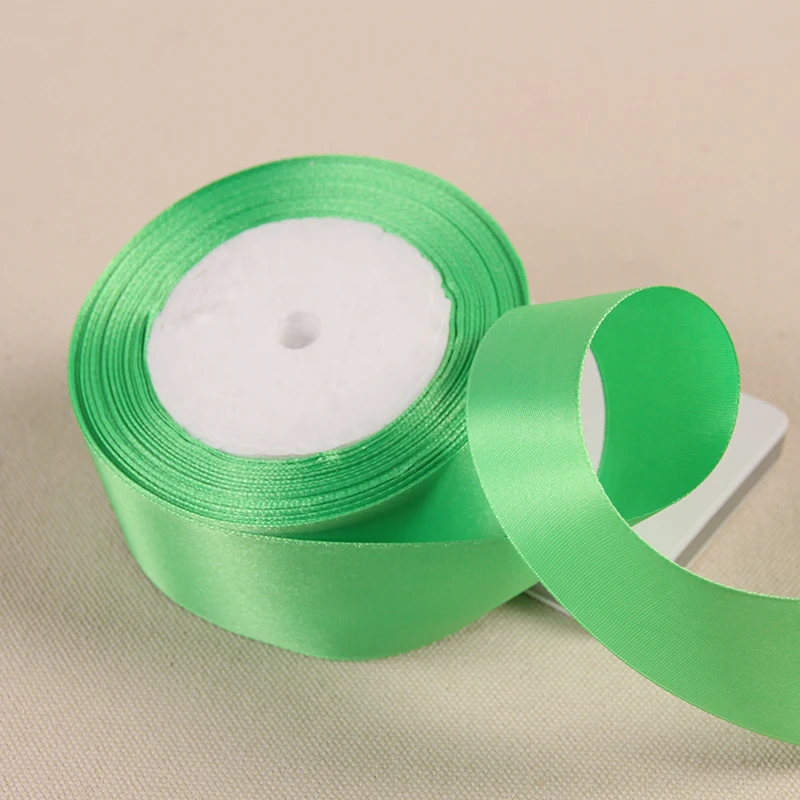 Apple Green 4 см шириной 25 ярдов длинная шелковая цветная лента упаковка для свадебного подарка швейная ткань поставки белый черный Тиффани синий - Цвет: Apple Green