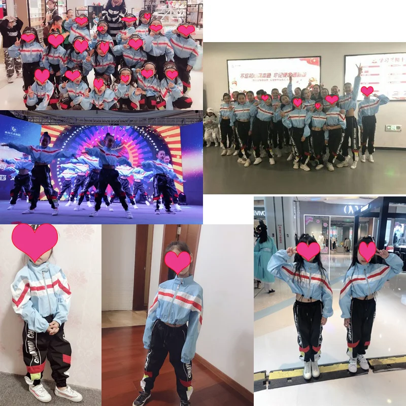 Танцевальные костюмы в стиле хип-хоп куртка с длинными рукавами черные штаны