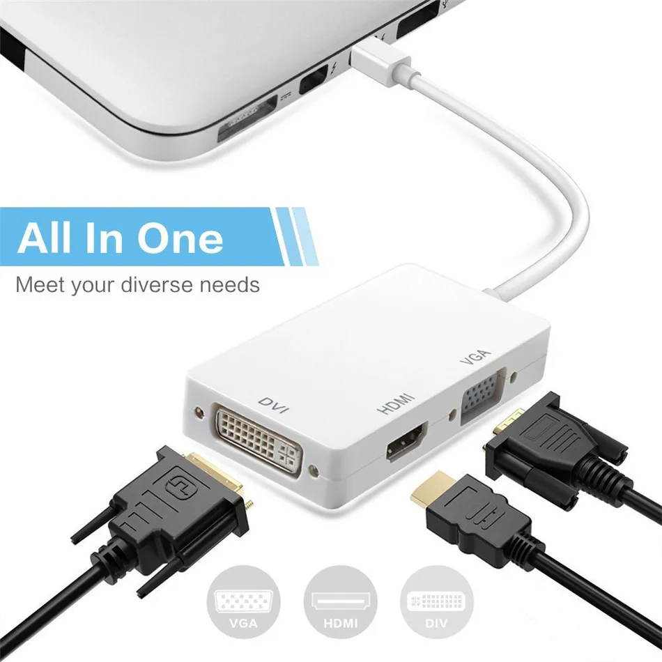 Водонепроницаемый мини Displayport DP к HDMI VGA DVI аудио Thunderbolt совместимый 1080 P