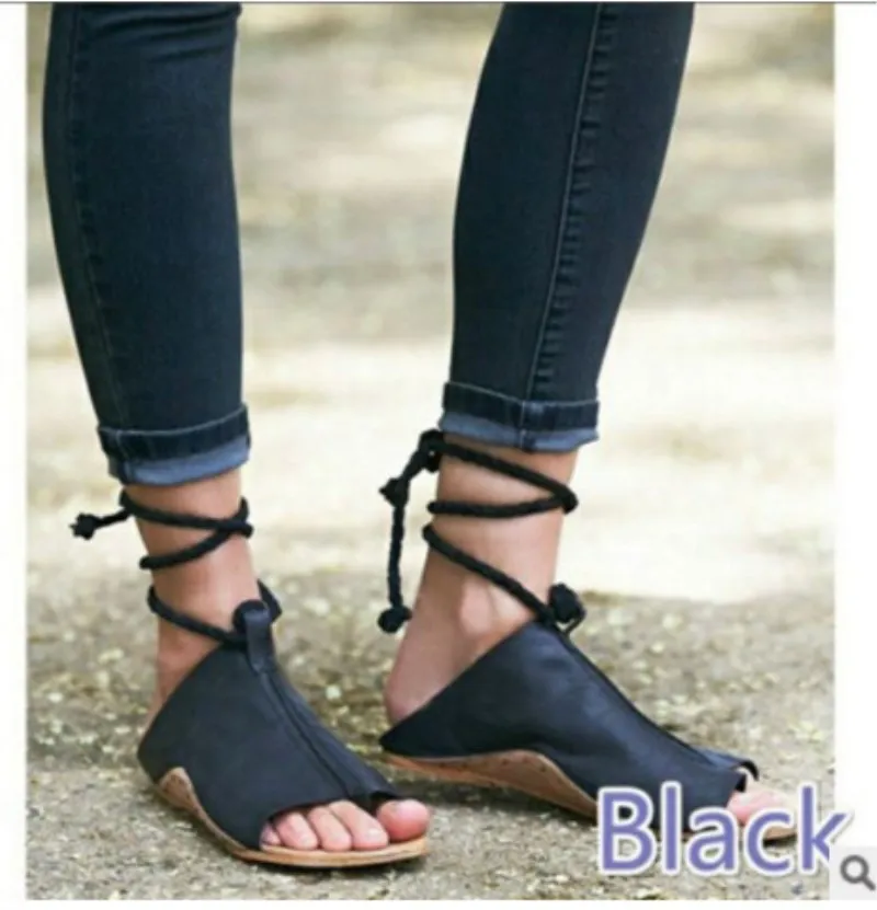 Босоножки женские с открытым носком римские сандалии-гладиаторы на шнуровке