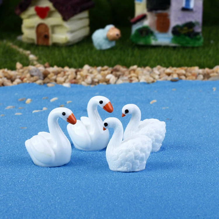 4 шт./партия Симпатичные животные Лебедь миниатюры Мини фигурки для микро