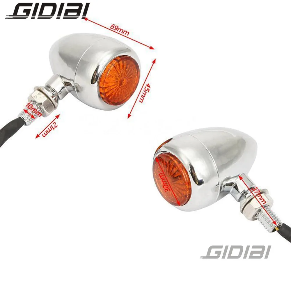 

Chrome Amber Bullet LED Turn Signal Indicator Light For Honda Suzuki Kawasaki Yamaha Motorcycle Blinker