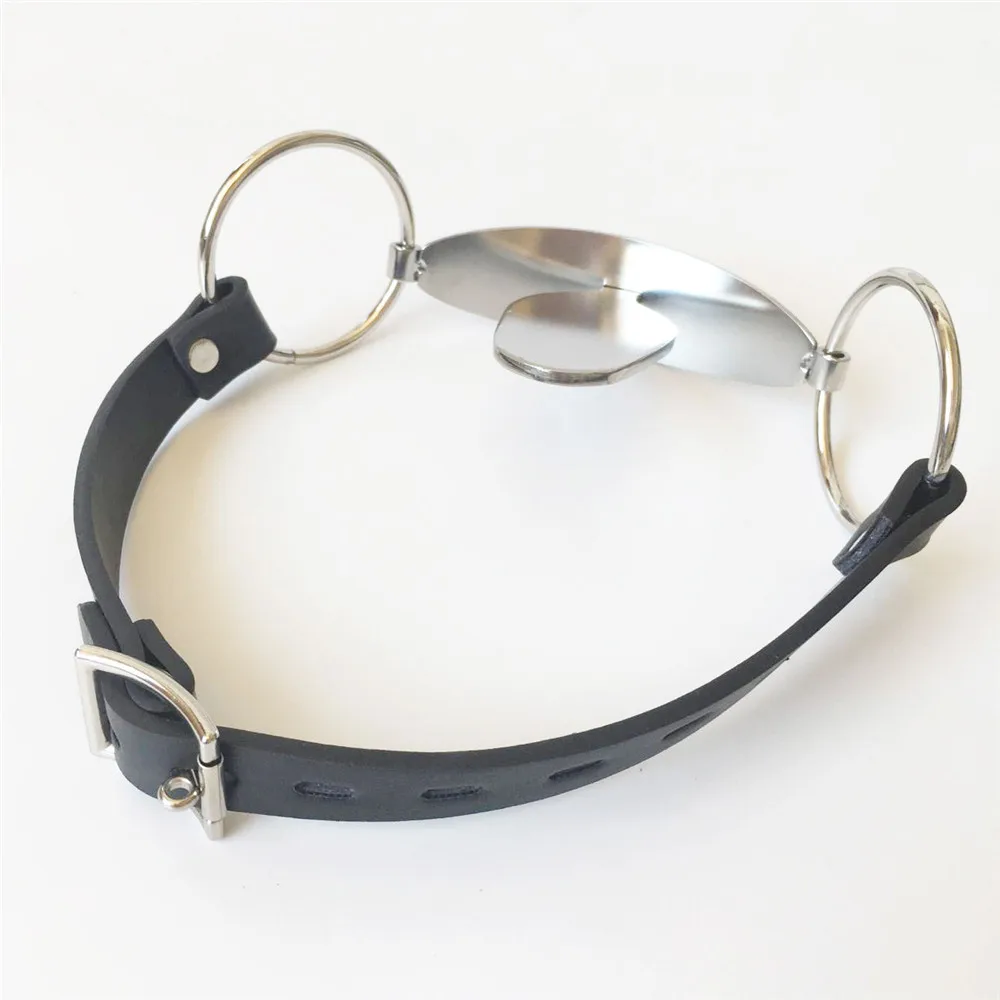 Нержавеющая сталь исправить язык Cangue рабство рота кляп с открытым носом Plug W кожи