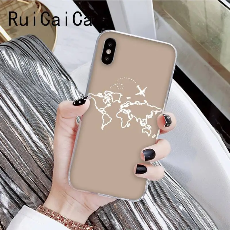 Чехол для телефона RuiCaiCa с картой мира iPhone 5 5Sx 6 7 7plus 8 8Plus X XS MAX XR 11 11pro 11promax|Бамперы| |