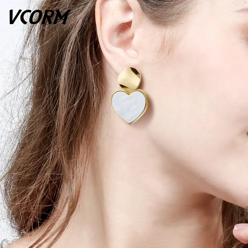 

VCORM Korean Gold Acrylic Drop Earrings for Women Statement Geometric Metal Small Dangle Earrings 2019 New Fashion femme Jewelry