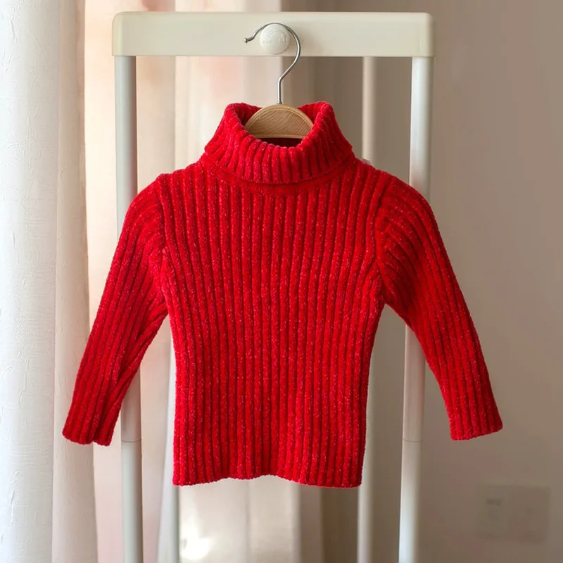 Winter Baby Girls Solid Long Sleeve Turtleneck Knitwear Thicken Sweaters Children Kids Knitted Clothes ropa de ninas | Детская одежда и