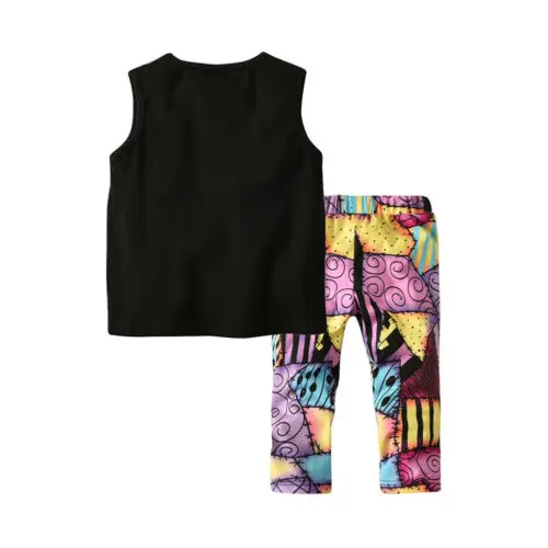 Canis/Летняя одежда для маленьких девочек майка футболка без рукавов + штаны с