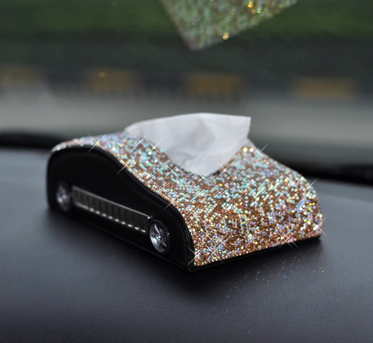 

Tissue box holder for car leather with crystal Mobile phone number Tissue box Car removeable tissue box Fashion car accessories