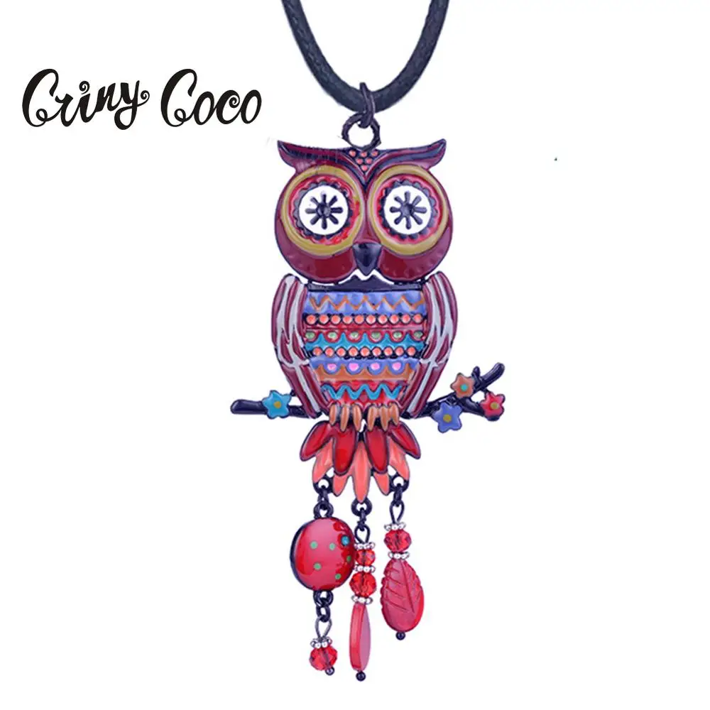 Женские Подвески в виде большой красной Совы Cring Coco ожерелье с эмалью животного