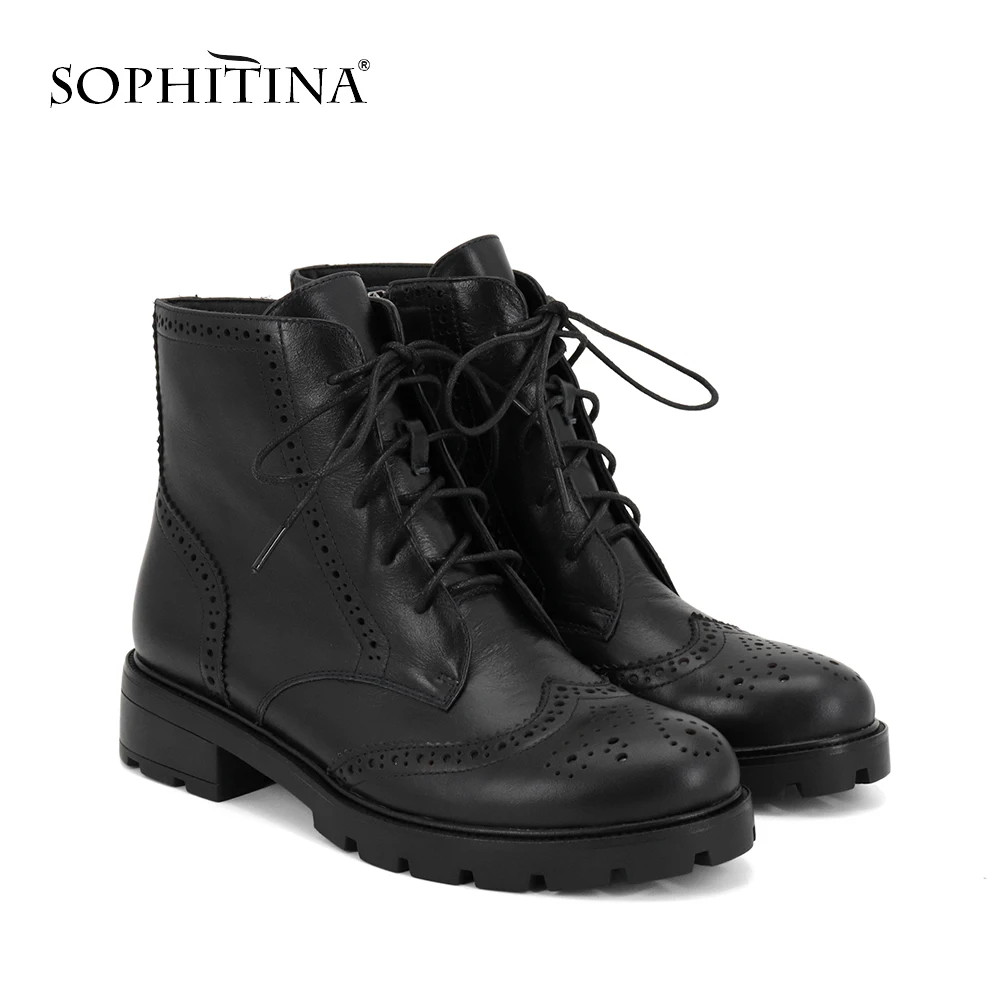 SOPHITINA/новые женские ботильоны из натуральной кожи Удобная повседневная обувь с
