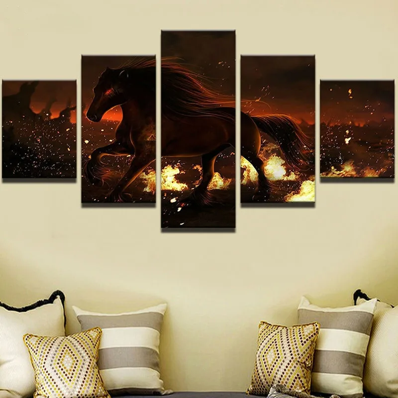 5 шт. холст картины печати животное лошадь Модульная картина для современных