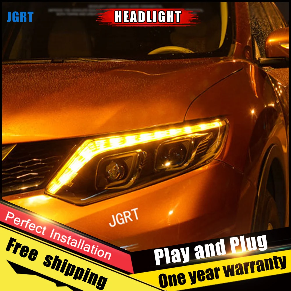 Автомобильный Стиль светодиодный фары для Nissan X Trail 2014 2016 налобный фонарь