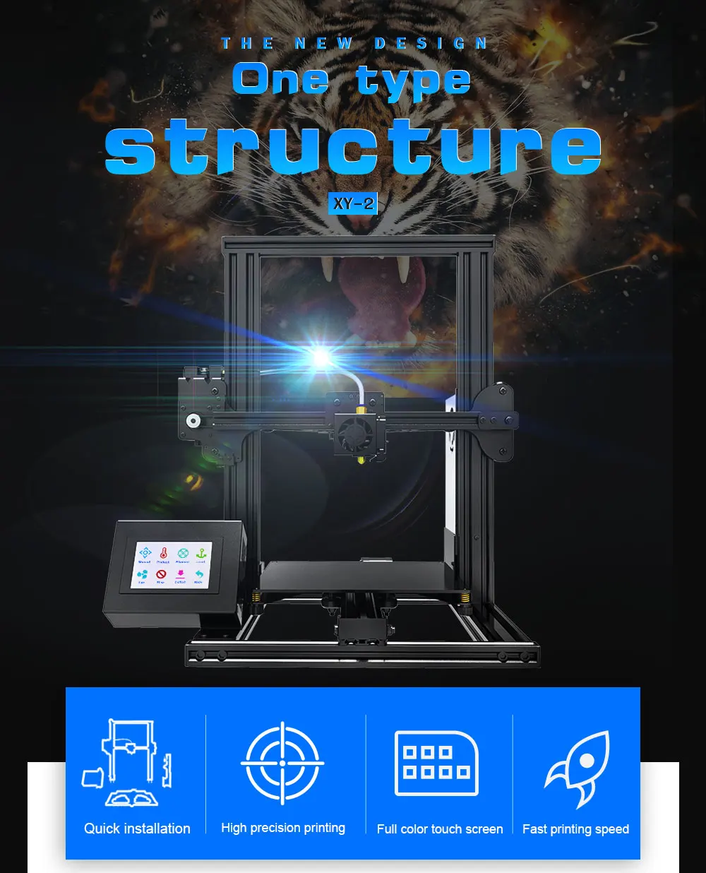 Tronxy XY-2 быстрая сборка металлический 3d принтер 220*220*260 мм высокая печать Магнитная Тепловая бумага 3,5 дюймов сенсорный экран XY 2