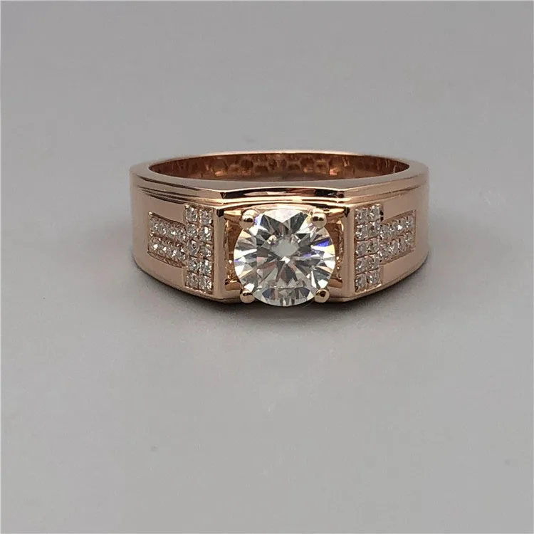 Мужское кольцо с бриллиантами 750AU Moissanite роскошное из розового золота 18 К 1 карат 2