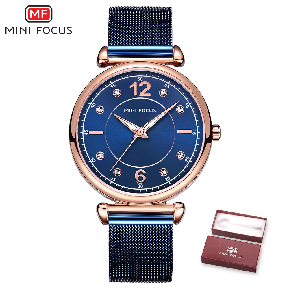 04 MINI FOCUS Fashion Blue Watch Women Stainless Steel Ladies Clock Luxury Exquisite Women's Watches reloj mujer relogio feminino - Цвет: 04
