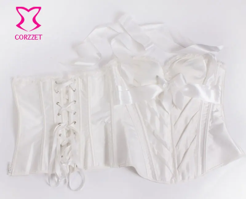 Женский корсет белый сатиновый с бретелькой через шею большие размеры 6XL|korsett for