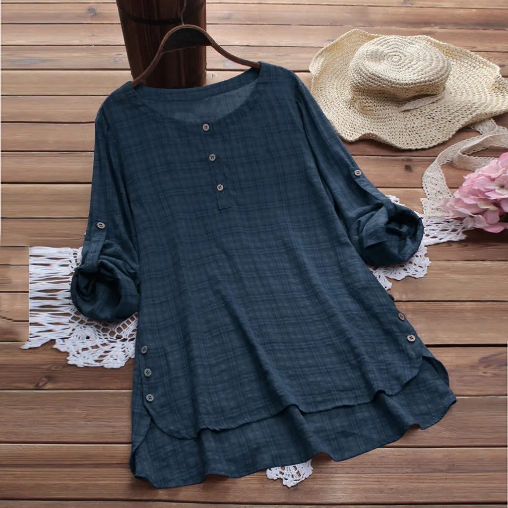 Женские блузки Camisa Feminina, повседневные хлопковые топы с пуговицами размера плюс, футболка, сетчатая Свободная блузка Chemise Femme