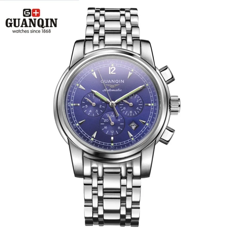 Часы ведущей марки GUANQIN мужские роскошные Reloj часы с большим циферблатом