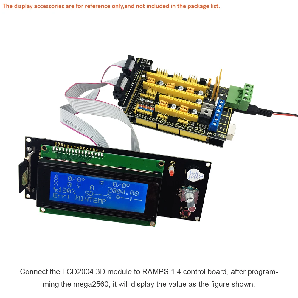 Keyestudio LCD2004 дисплей 3D модуль со слотом для sd карты + кабель 30 см Arduino /