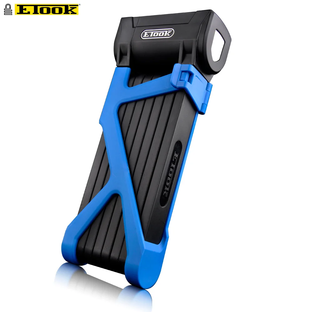 blue holder Etook Bicycle Lock Folding Mountain Bike Lock Strongest Anti Theft Heavy Duty Motorcycle Lock For Electric Bike ET590 - Цвет: blue holder