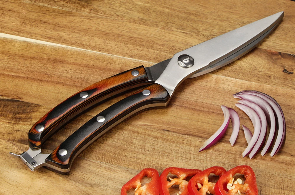 BIGSUNNY 4 Pcs Kitchen Knife Set 7"Chopper 7"Santoku Knife 5"Utility and Kitchen Shears for Easy Cutting& Slicing Multipurpose