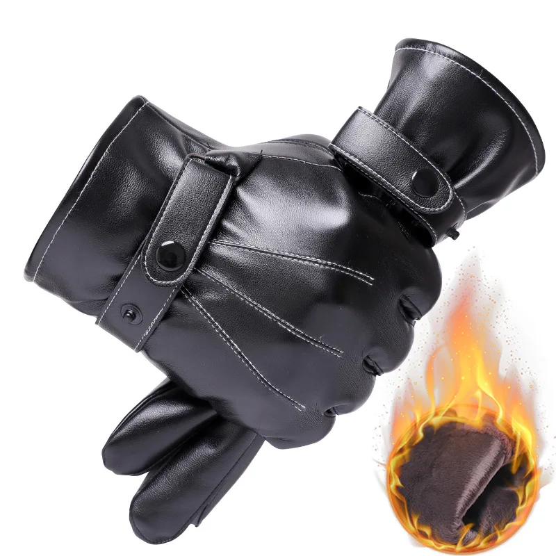 Winter Men's Ooutdoor Sport Fishing Hunting PU Leather Gloves Fashion Classic Three Leaning Black Thin | Спорт и развлечения