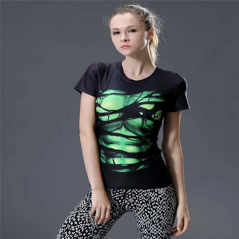 2018 горячая Распродажа сжатия Футболка Для женщин супергероя Капитан