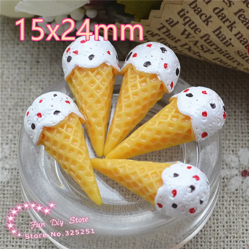 

ice cream dessert resin Flat back craft for decoration hair bow center 30pcs/lot 15x24mm