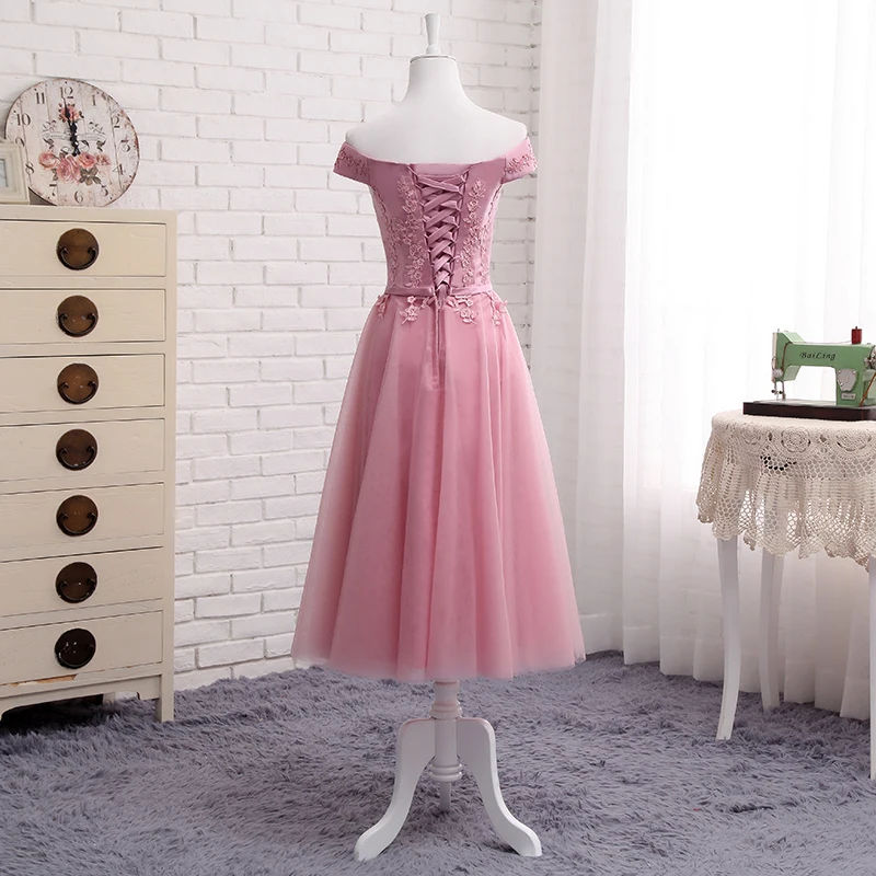 Розовые платья подружки невесты с вырезом лодочкой свадебное платье для