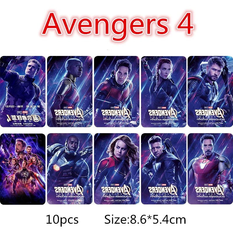 10 шт./компл. Marvel Avengers 4 коллекция карта кристальная стикер Железный человек Captain