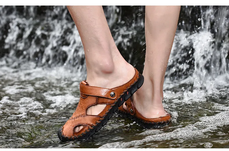 ZUNYU/Новые повседневные мужские мягкие сандалии удобные мужские летние кожаные сандалии мужские летние пляжные сандалии в римском стиле Большие размеры 38-48