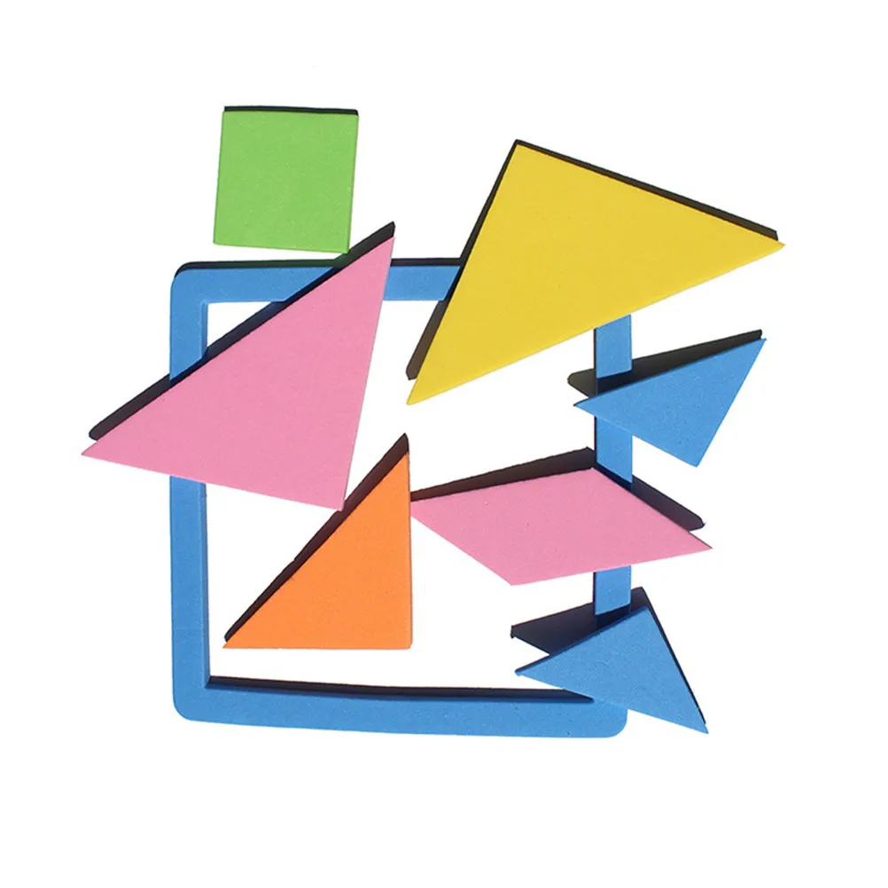 Деревянный пазл Tangram 7 шт. цветная квадратная головоломка IQ умные обучающие