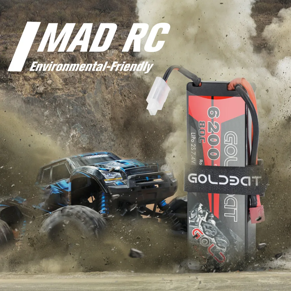 Аккумулятор GOLDBAT Lipo 6200 мАч 7 4 В для радиоуправляемого автомобиля 80C с разъемом Deans